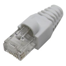Televes Dataliitin RJ45 UTP CAT6 uros, liittimen taittosuojalla, pass through -asennus, valkoinen