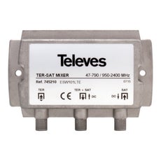 Televes TV-SAT yhdyssuodin (DC) 47...790MHz - 950...2400MHz sis&auml;k&auml;ytt&ouml;&ouml;n