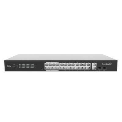 UNV 24-porttinen PoE-kytkin + 1 RJ45-uplink + 1 SFP + 1 COMBO-uplink, PoE 370W, pilvihallittava